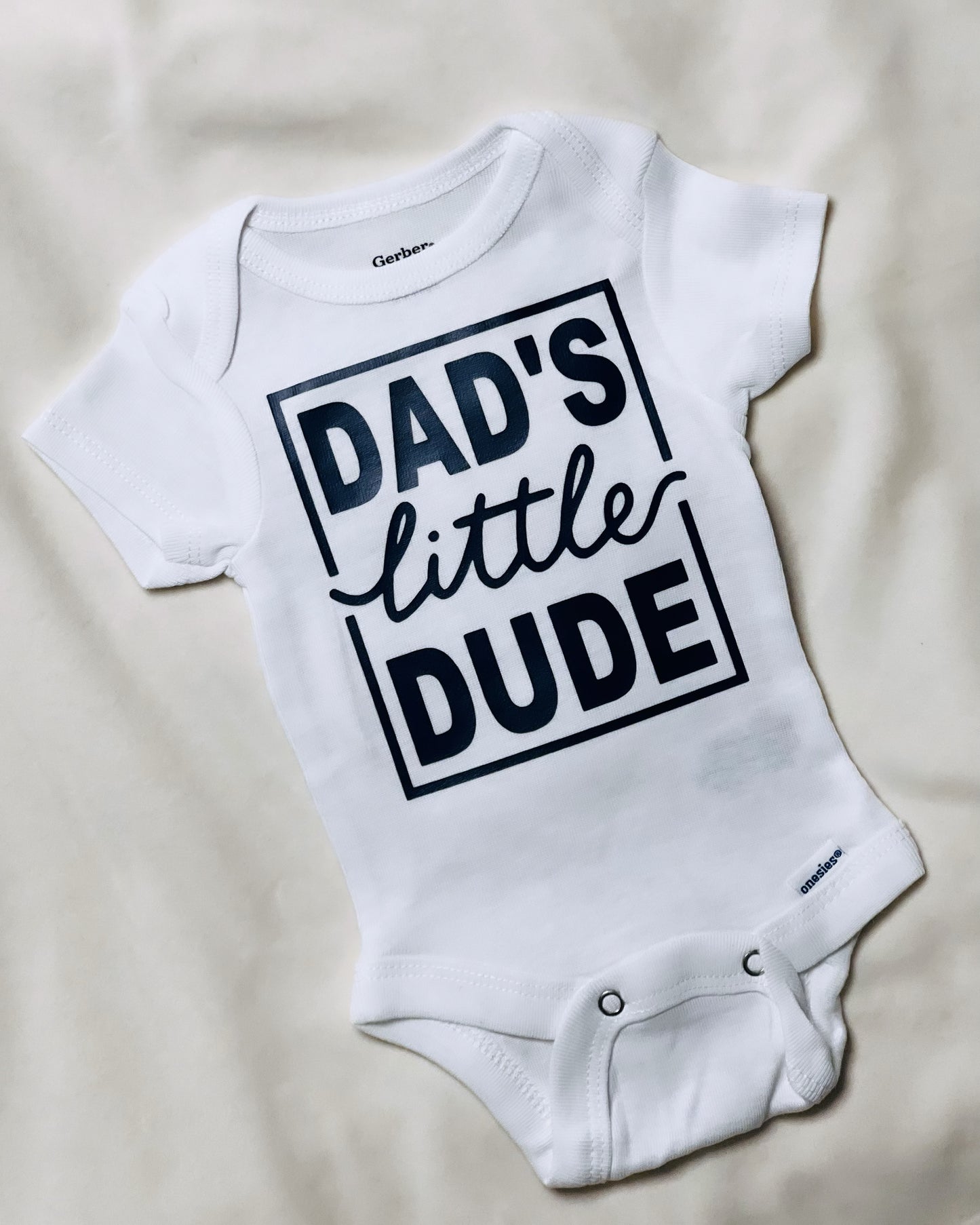 Baby Bodysuit - Daddy's Lil' Dude Bodysuit - Baby Boy White Baby Bodysuit