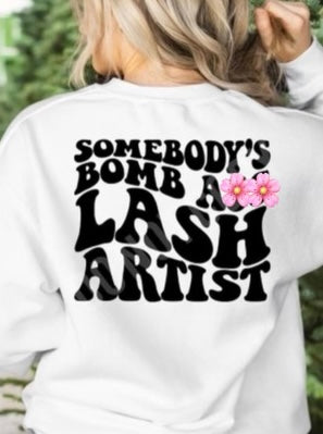 Somebodys Bombass Lash Artist Sweatshirt, Retro Lash Tech Womens Sweater, Trendy Lash Artist Hoodie, Eyelash Stylist Shirt, Esthetician Gift