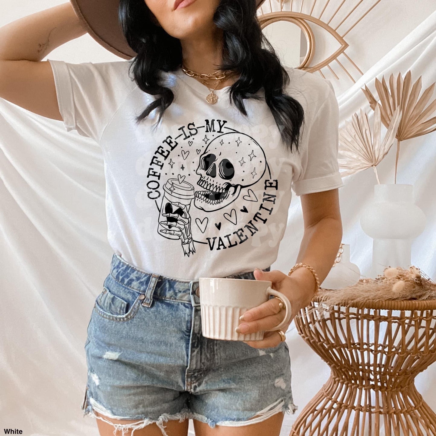 Coffee Is My Valentine Shirt, Skeleton Love Shirt, Skeleton Drinks Coffee, Gift For Coffee Lovers, VDay Gift, Valentines Day Shirt
