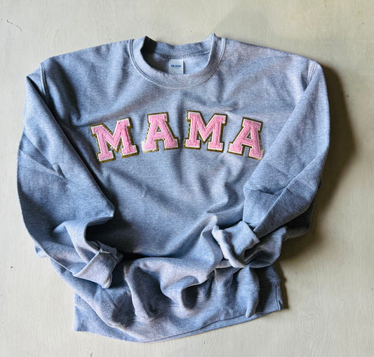 Chenille MAMA Sweatshirt Crewneck, MAMA Letters Patch sweatshirt, Mom Mama Mothers Day Gift, Baby Shower, Pregnancy announcement