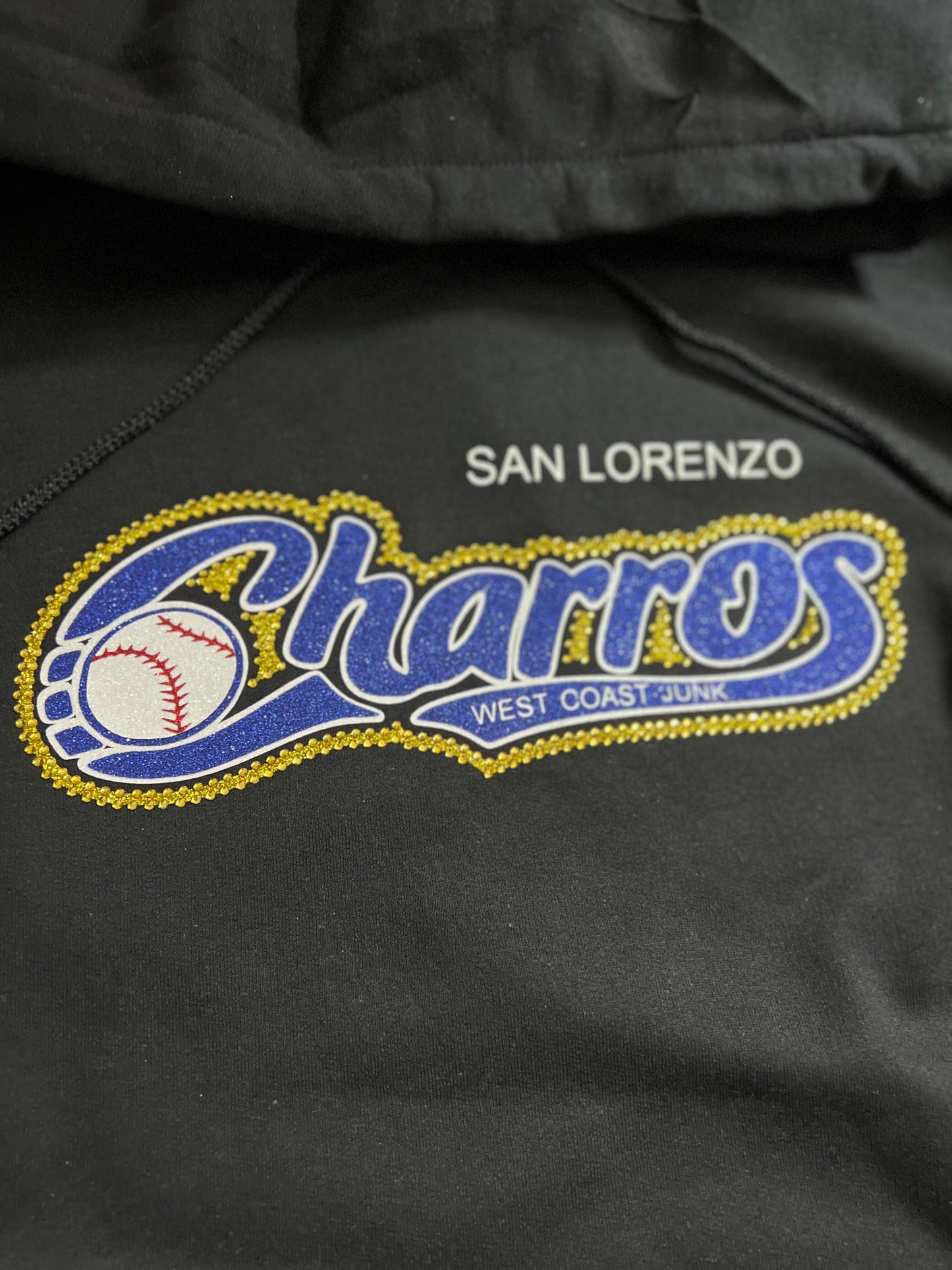 Charros bling with glitter hoodie