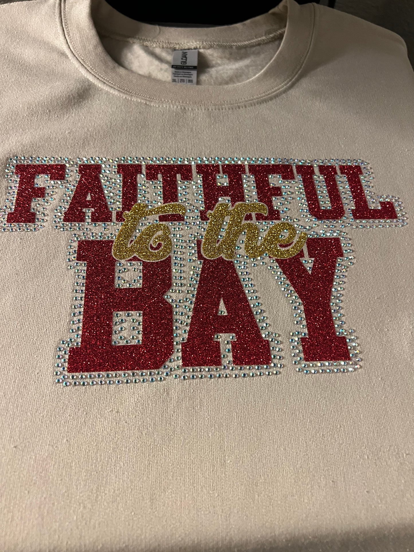 Faithful to the bay sweatshirt, football, rhinestones, hoodie, bling, shiny bay crew